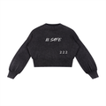 Mineral Wash Balloon Sleeve Cropped Sweater