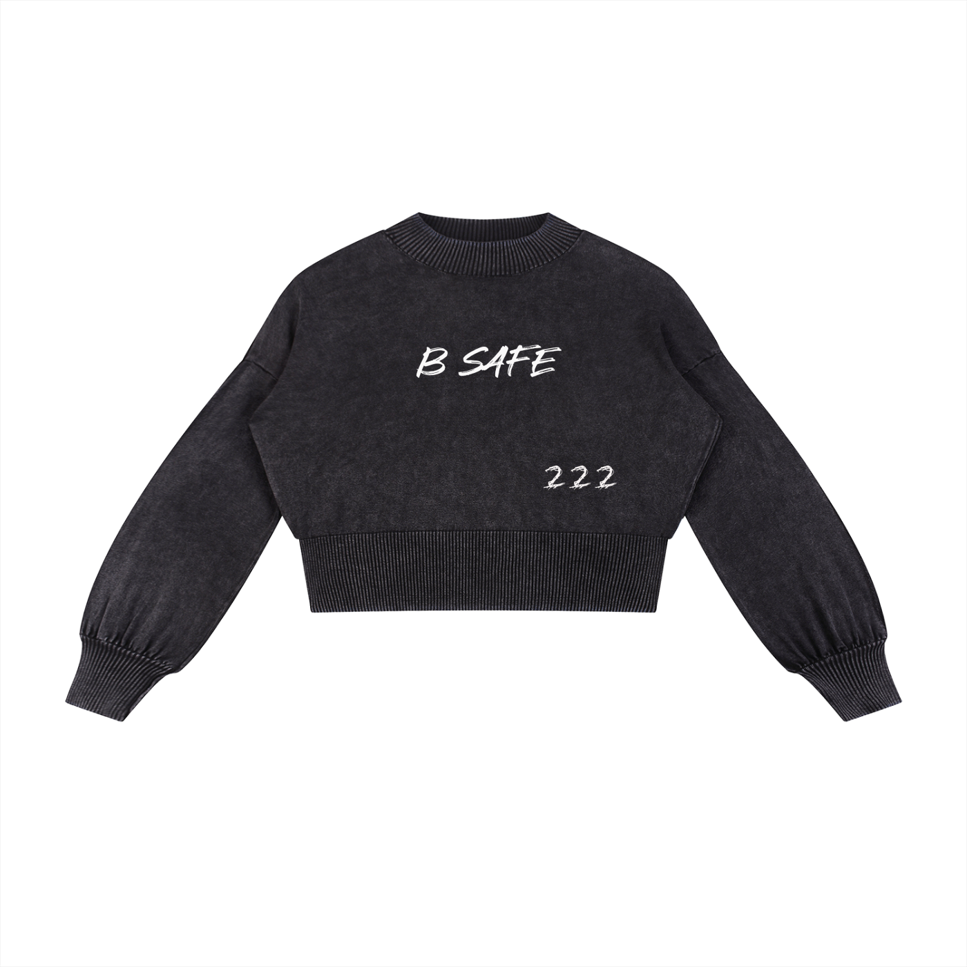Mineral Wash Balloon Sleeve Cropped Sweater