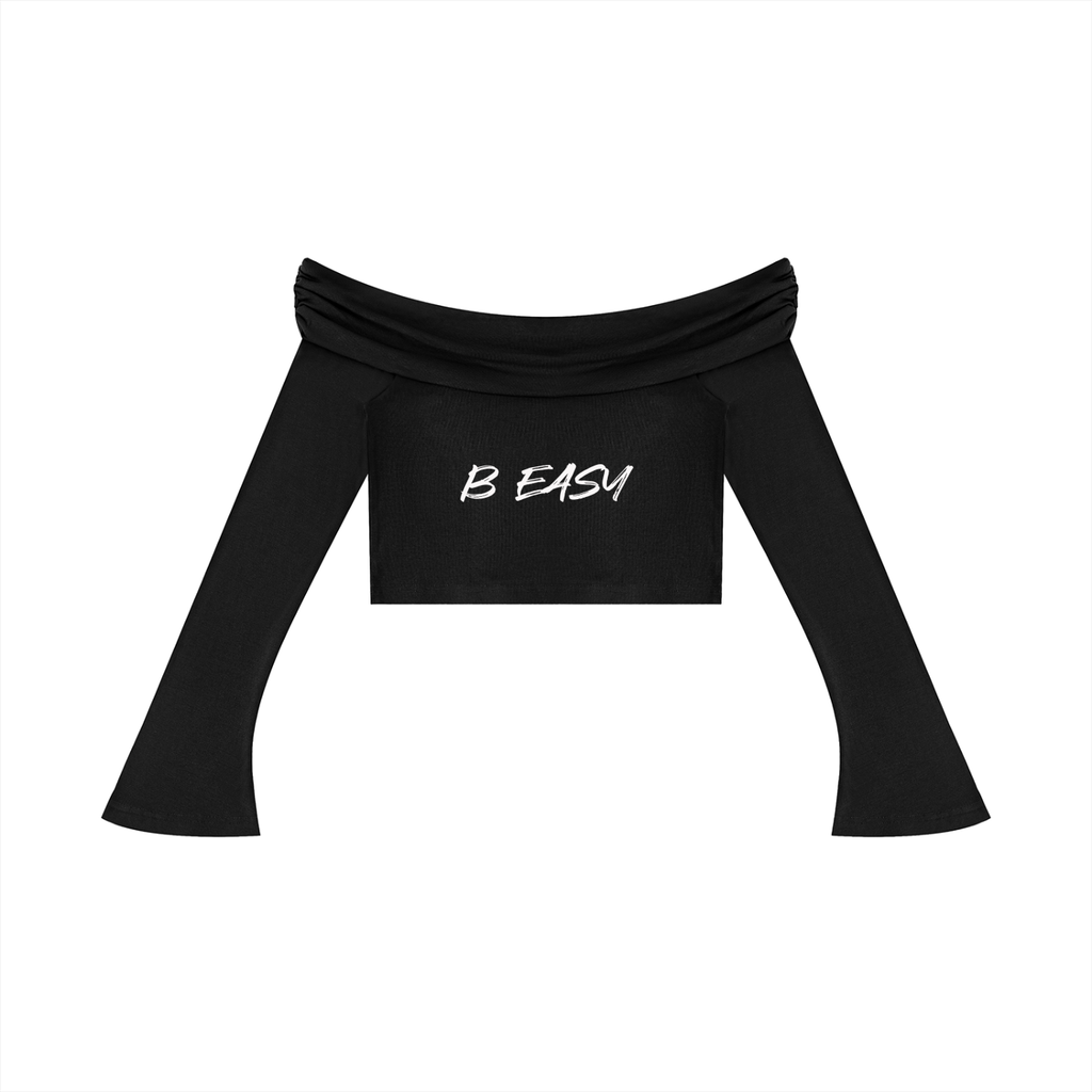 Women's Off-the-Shoulder Bell Sleeve Crop T-Shirt
