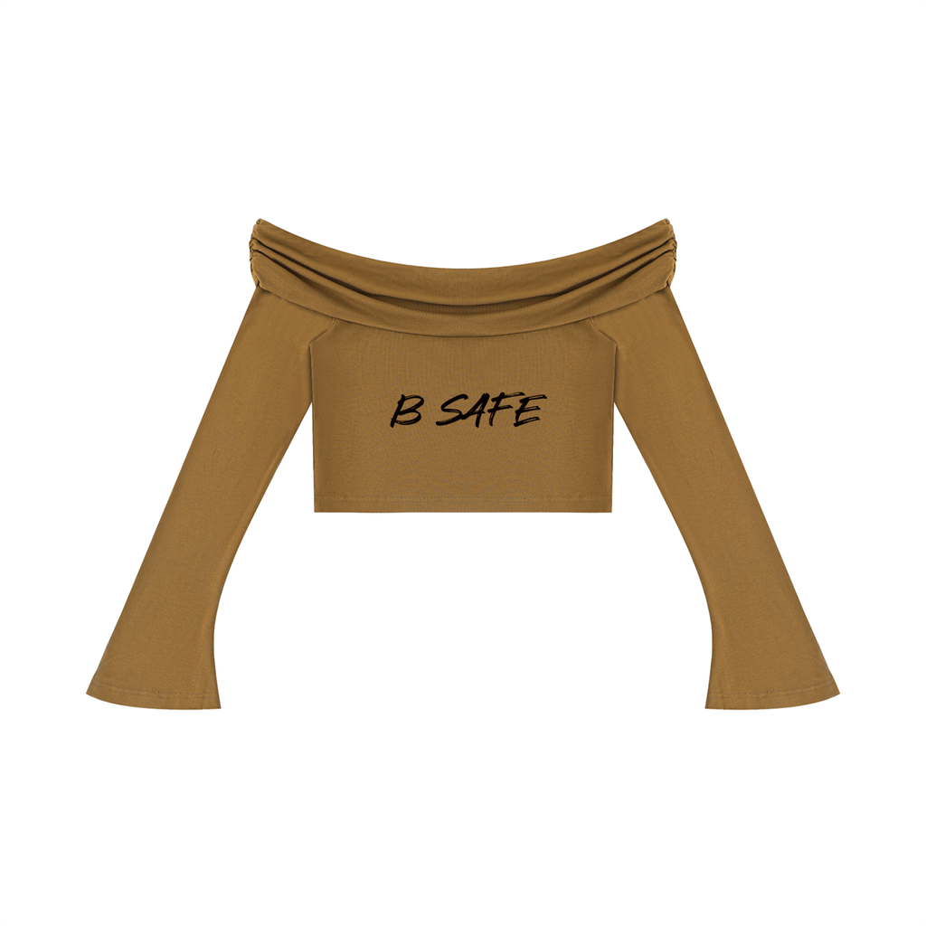 Women's Off-the-Shoulder Bell Sleeve Crop T-Shirt
