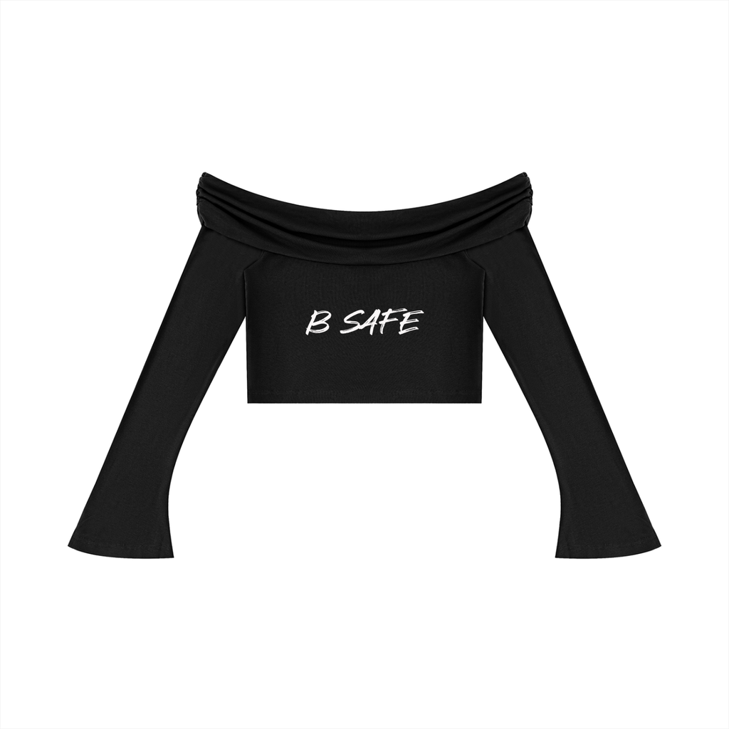 Women's Off-the-Shoulder Bell Sleeve Crop T-Shirt