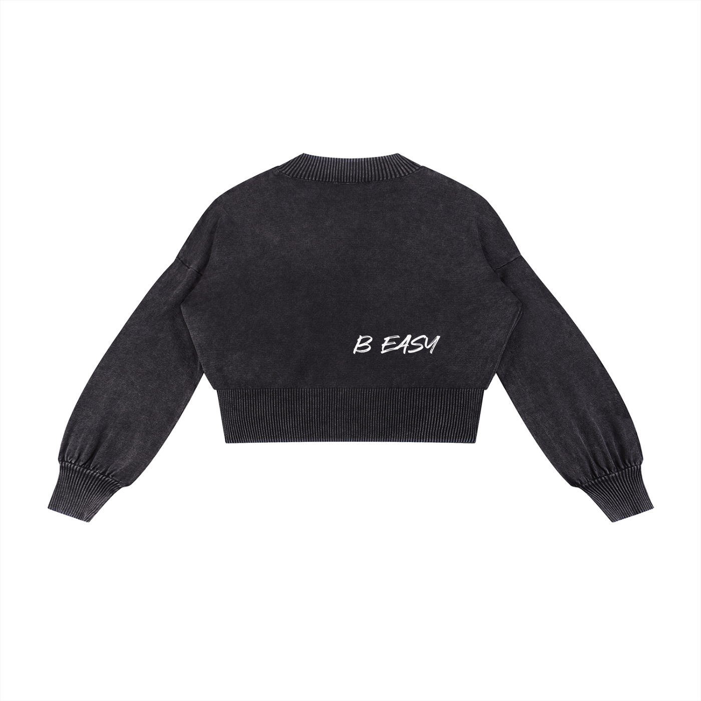 Mineral Wash Balloon Sleeve Cropped Sweater